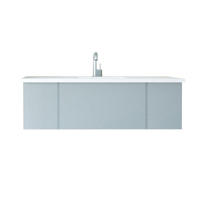 Vitri 54" Fossil Grey Bathroom Vanity with VIVA Stone Matte White Solid Surface Countertop