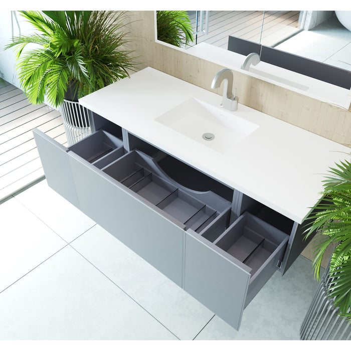 Vitri 54" Fossil Grey Bathroom Vanity with VIVA Stone Matte White Solid Surface Countertop