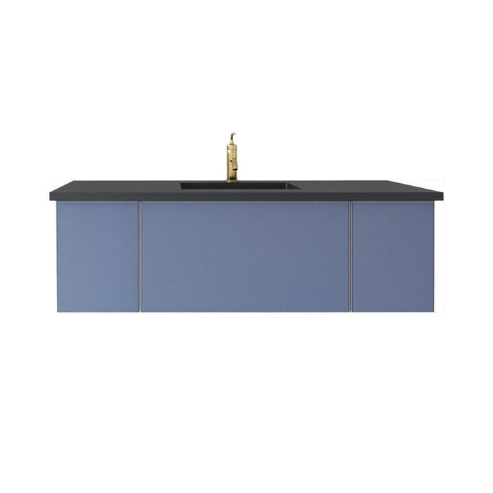 Vitri 54" Nautical Blue Bathroom Vanity with VIVA Stone Matte Black Solid Surface Countertop