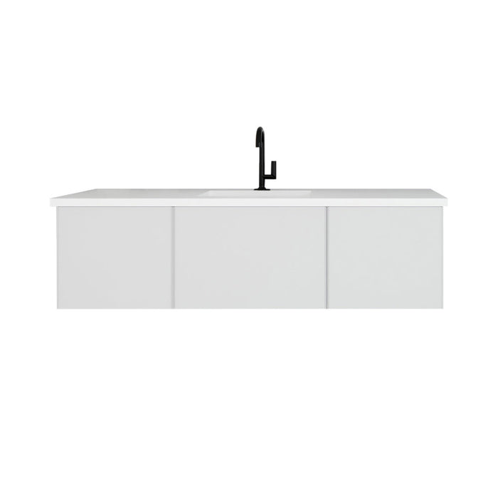 Vitri 60" Cloud White Single Sink Bathroom Vanity with VIVA Stone Matte White Solid Surface Countertop