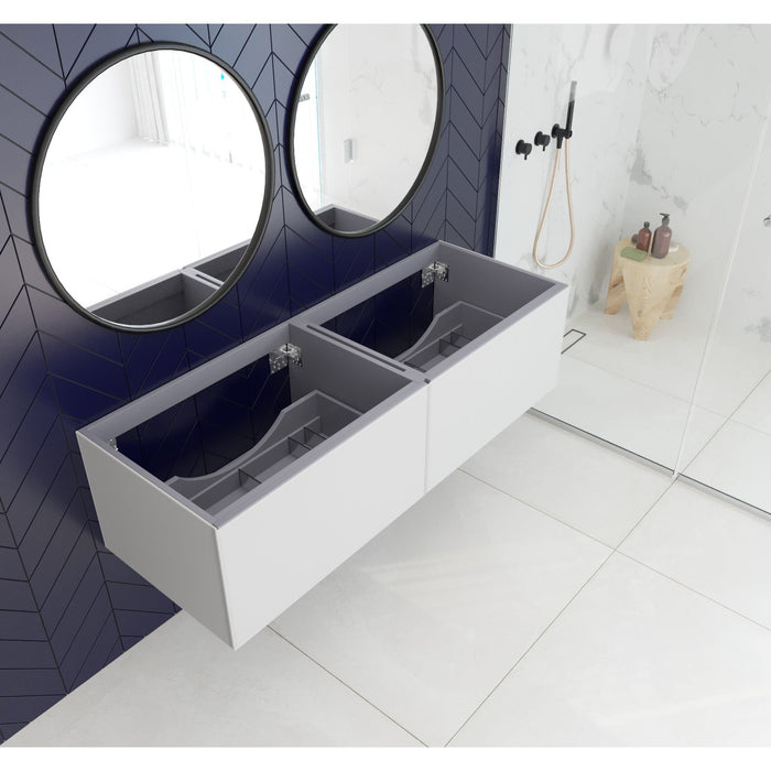 Vitri 60" Cloud White Double Sink Wall Hung Bathroom Vanity Cabinet