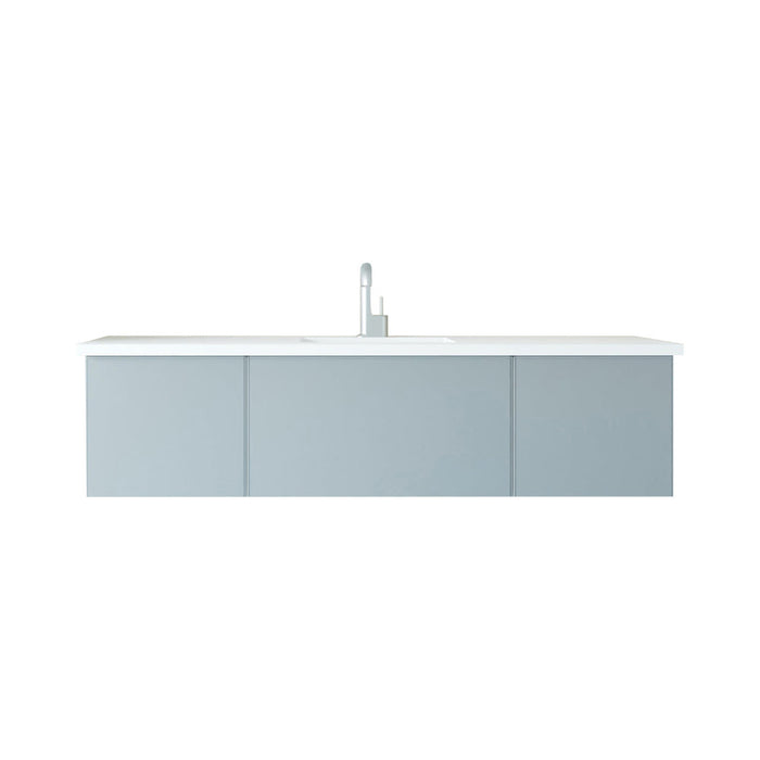 Vitri 66" Fossil Grey Single Sink Bathroom Vanity with VIVA Stone Matte White Solid Surface Countertop