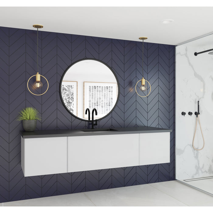 Vitri 72" Cloud White Single Sink Bathroom Vanity with VIVA Stone Matte Black Solid Surface Countertop