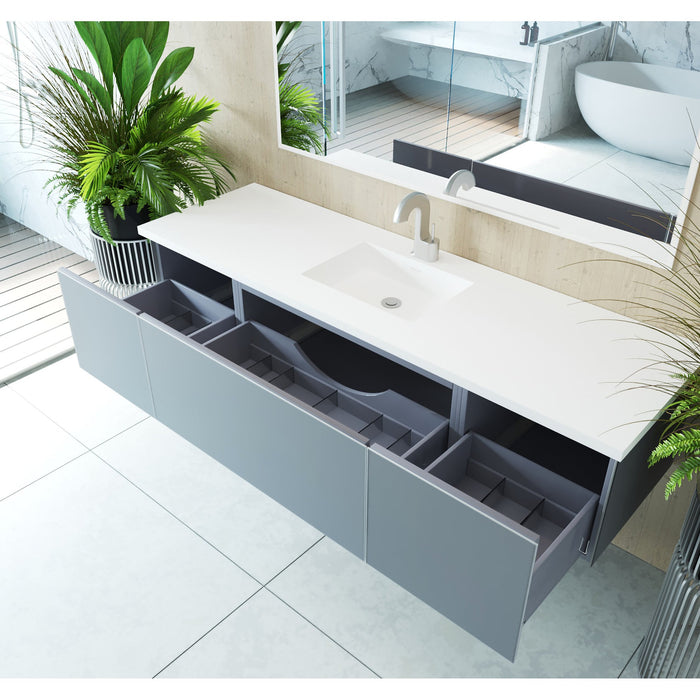 Vitri 72" Fossil Grey Single Sink Wall Hung Bathroom Vanity Cabinet