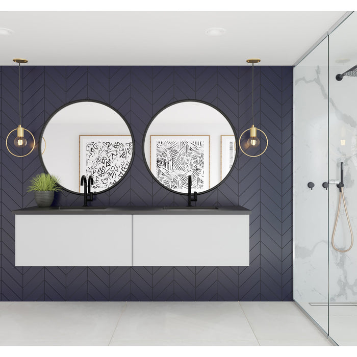 Vitri 72" Cloud White Double Sink Bathroom Vanity with VIVA Stone Matte Black Solid Surface Countertop