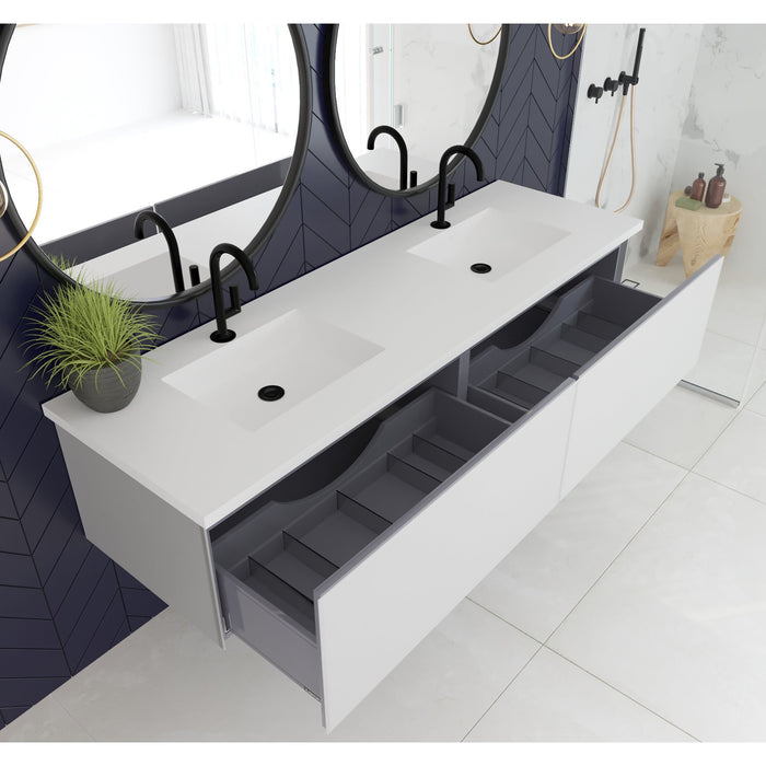 Vitri 72" Cloud White Double Sink Wall Hung Bathroom Vanity Cabinet