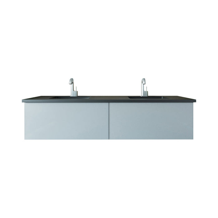 Vitri 72" Fossil Grey Double Sink Bathroom Vanity with VIVA Stone Matte Black Solid Surface Countertop