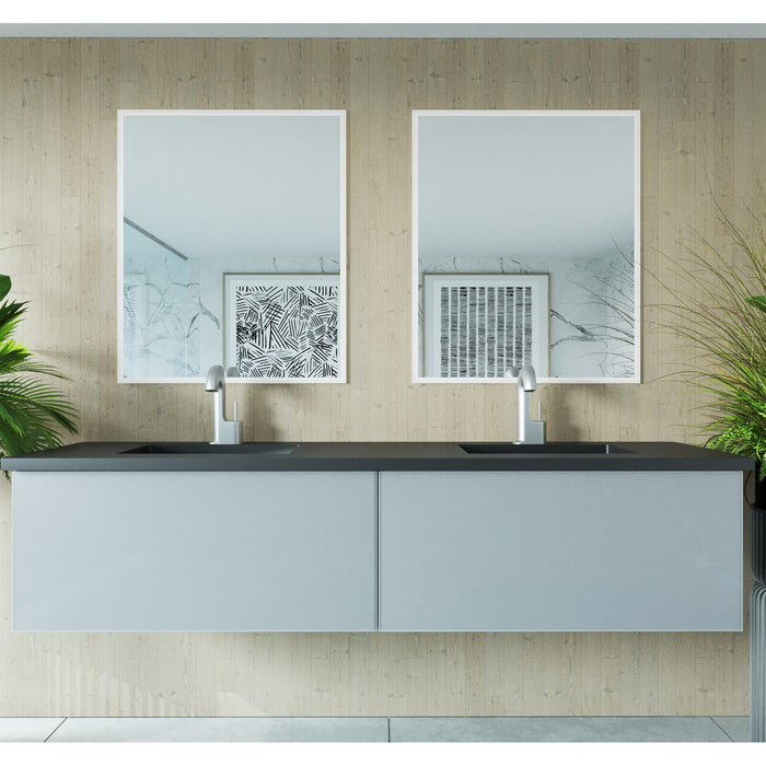 Vitri 72" Fossil Grey Double Sink Wall Hung Bathroom Vanity Cabinet