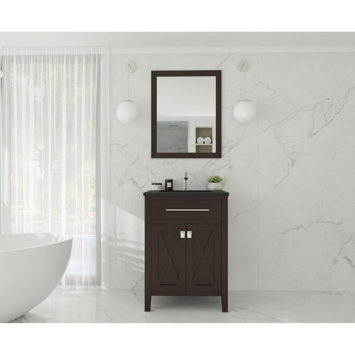 Wimbledon 24" Brown Bathroom Vanity with Matte Black VIVA Stone Solid Surface Countertop