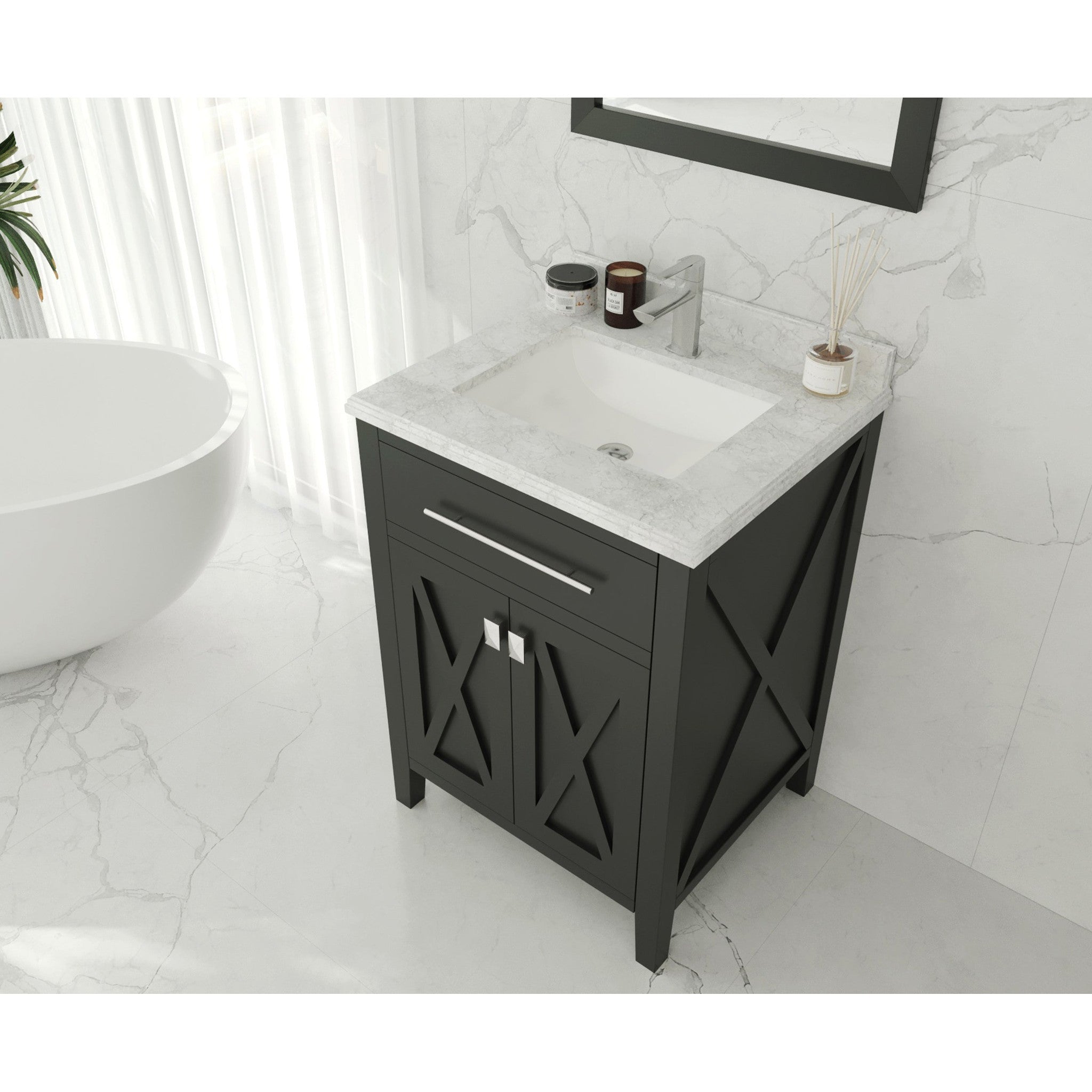 Wimbledon 24" Espresso Bathroom Vanity with White Carrara Marble Countertop