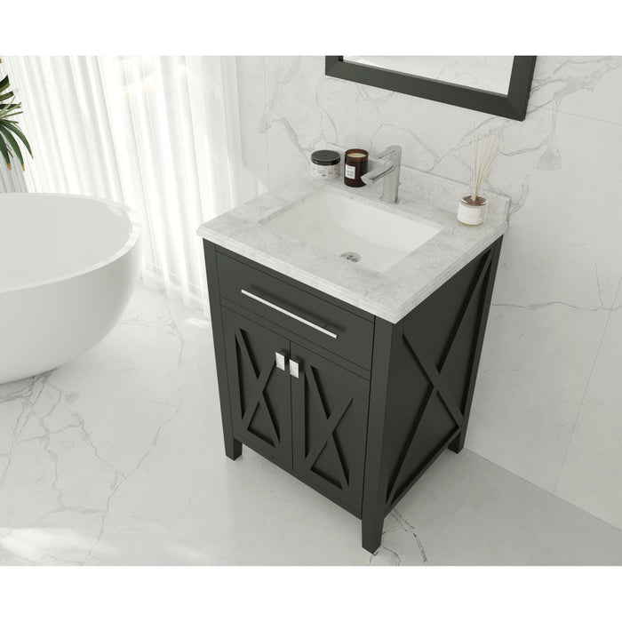 Wimbledon 24" Espresso Bathroom Vanity with White Carrara Marble Countertop