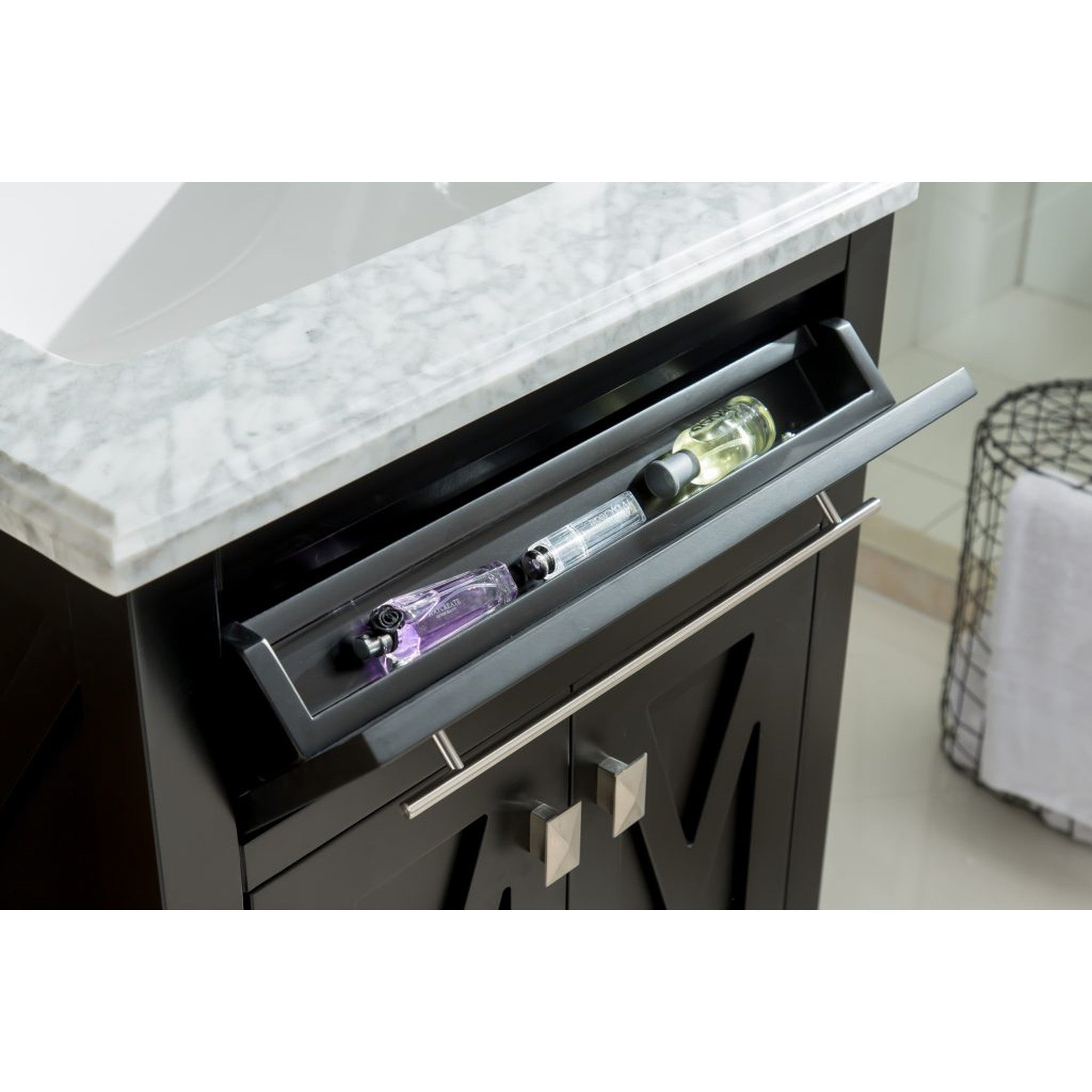 Wimbledon 24" Espresso Bathroom Vanity with White Carrara Marble Countertop