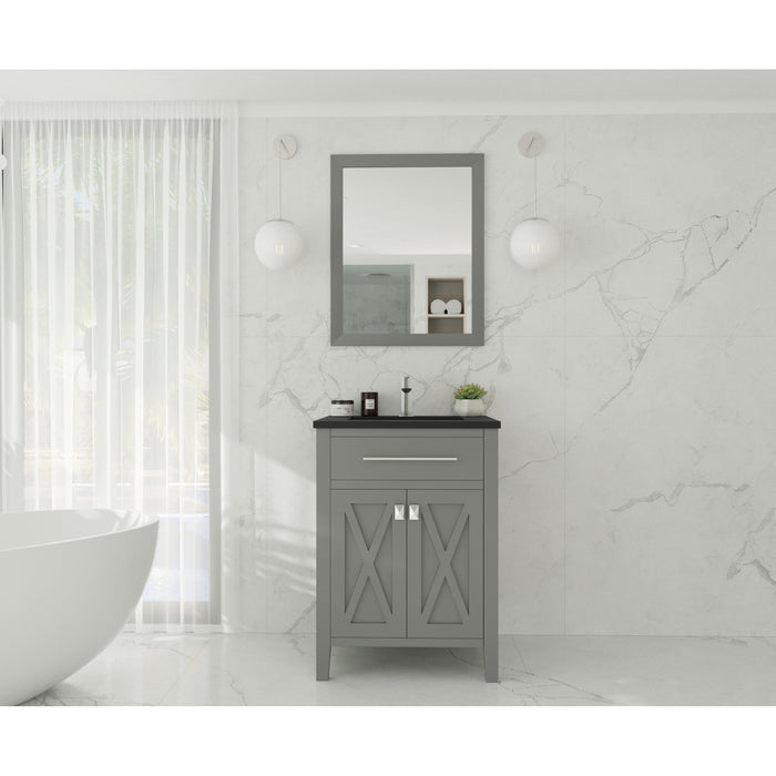 Wimbledon 24" Grey Bathroom Vanity with Matte Black VIVA Stone Solid Surface Countertop