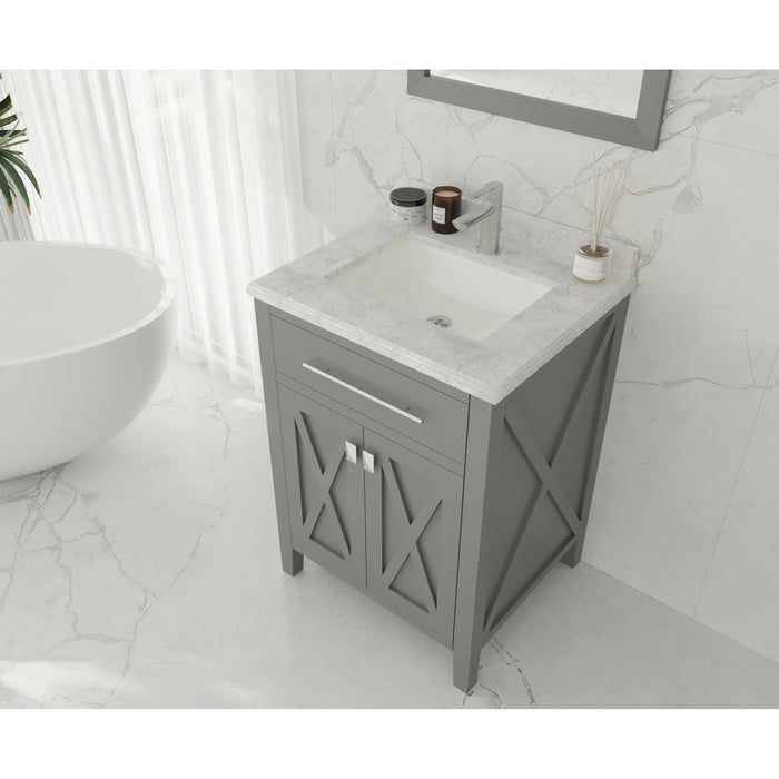 Wimbledon 24" Grey Bathroom Vanity with White Carrara Marble Countertop