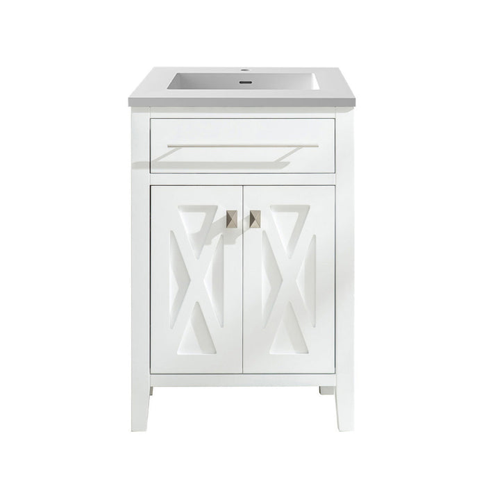 Wimbledon 24" White Bathroom Vanity with Matte White VIVA Stone Solid Surface Countertop