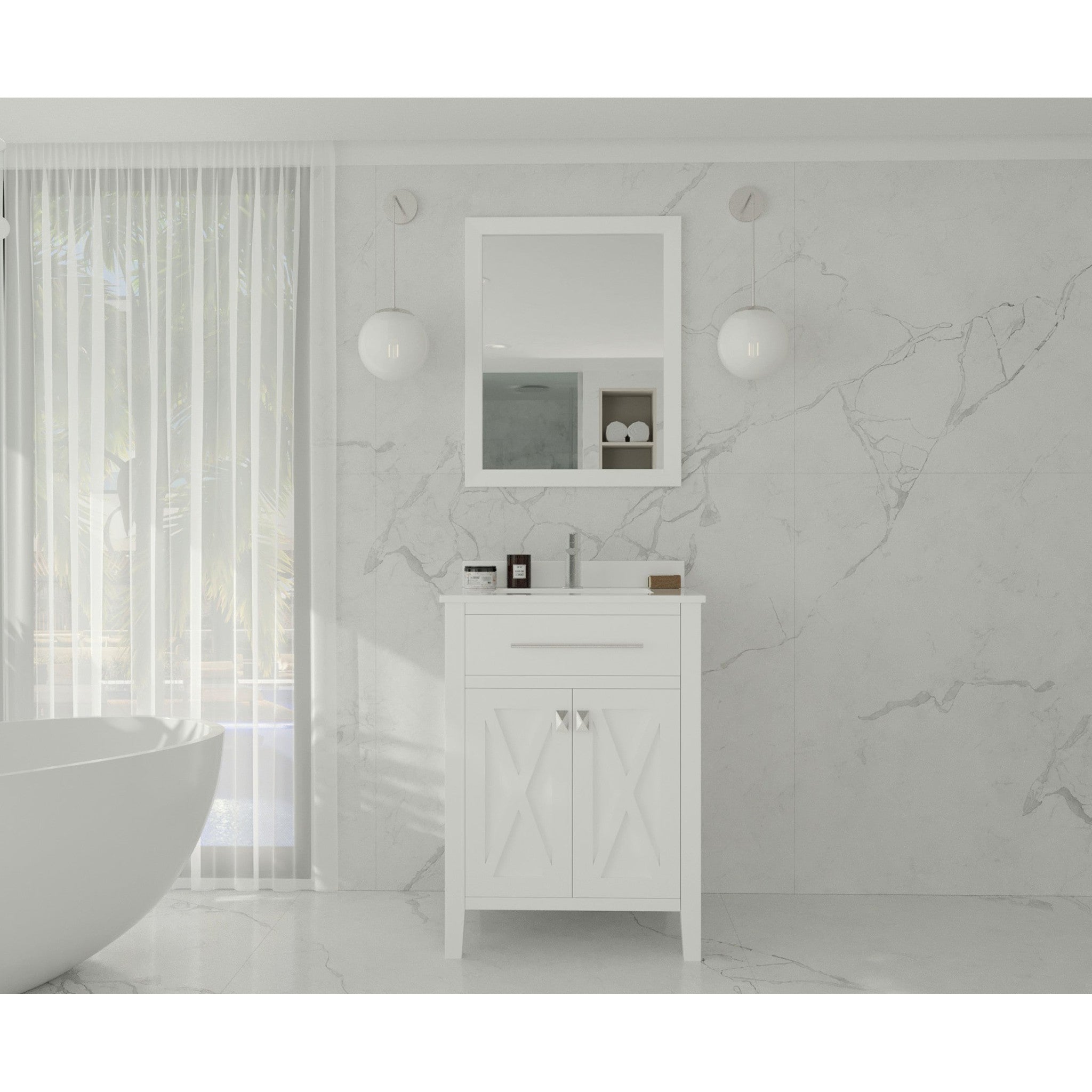 Wimbledon 24" White Bathroom Vanity with White Quartz Countertop