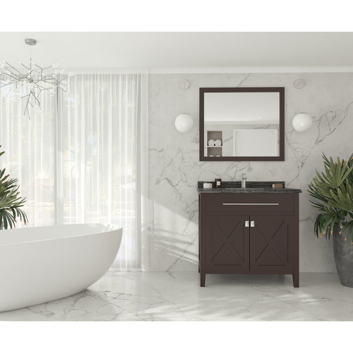 Wimbledon 36" Brown Bathroom Vanity with Black Wood Marble Countertop