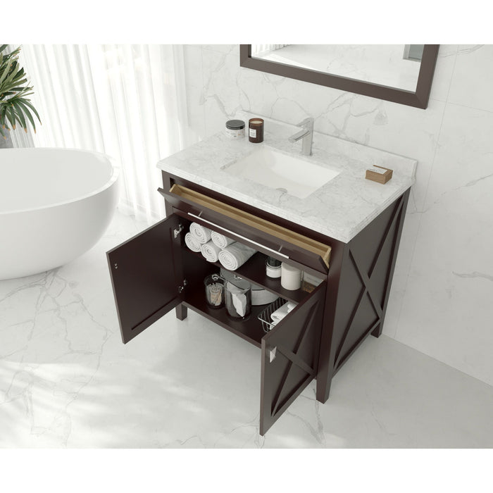 Wimbledon 36" Brown Bathroom Vanity with Black Wood Marble Countertop