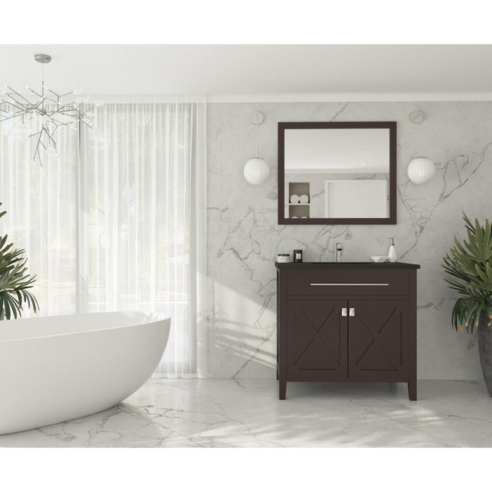 Wimbledon 36" Brown Bathroom Vanity with Matte Black VIVA Stone Solid Surface Countertop