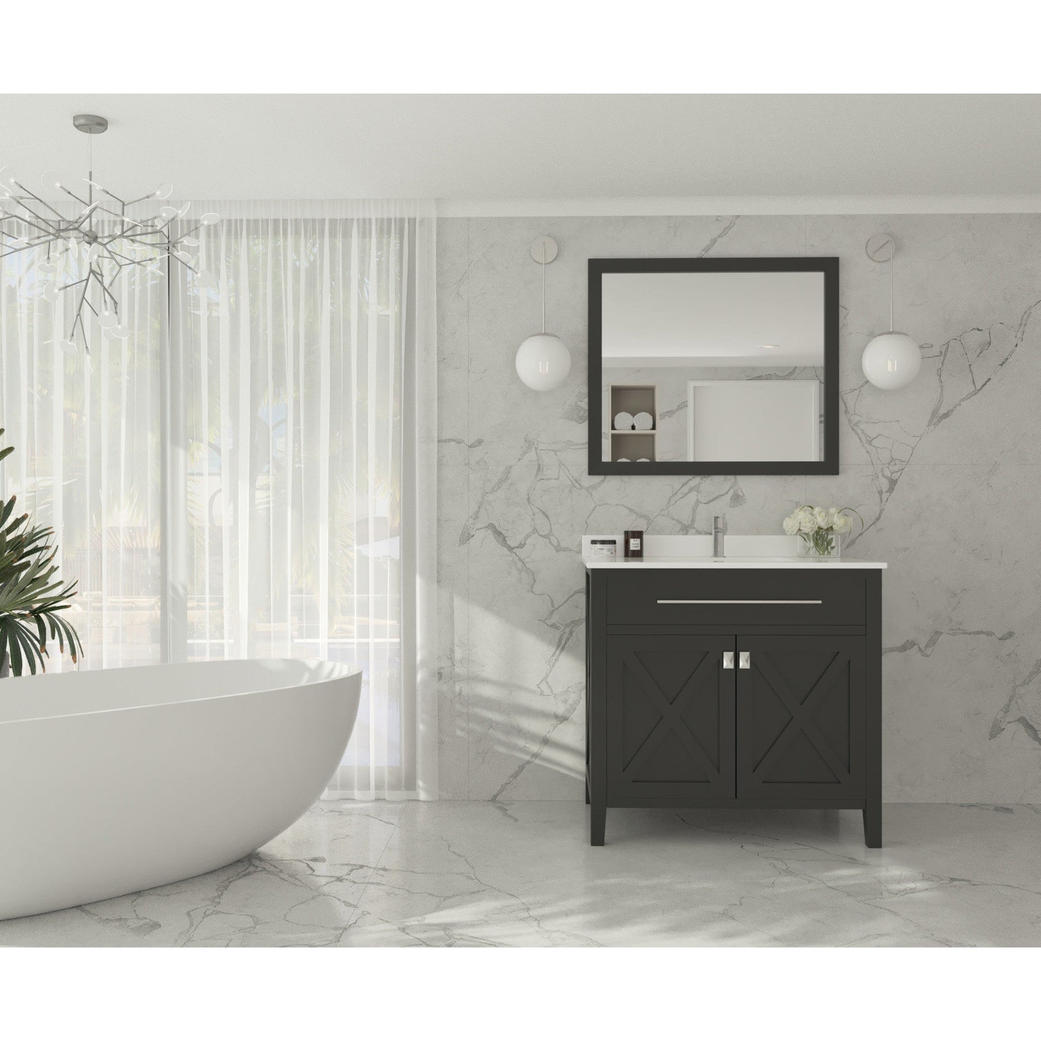 Wimbledon 36" Espresso Bathroom Vanity with White Quartz Countertop