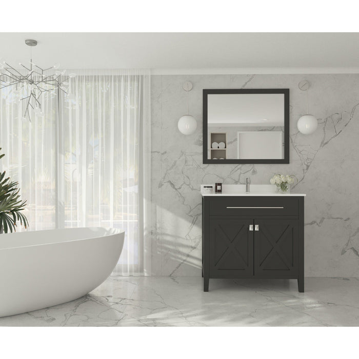 Wimbledon 36" Espresso Bathroom Vanity with White Quartz Countertop