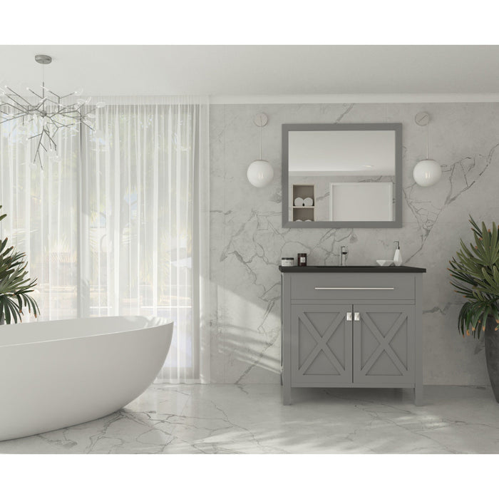Wimbledon 36" Grey Bathroom Vanity with Matte Black VIVA Stone Solid Surface Countertop