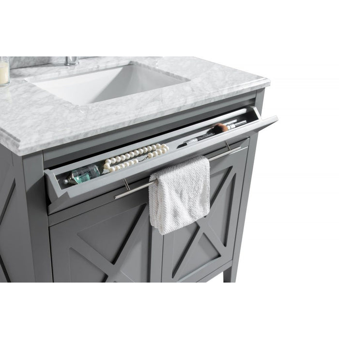 Wimbledon 36" Grey Bathroom Vanity with Matte White VIVA Stone Solid Surface Countertop