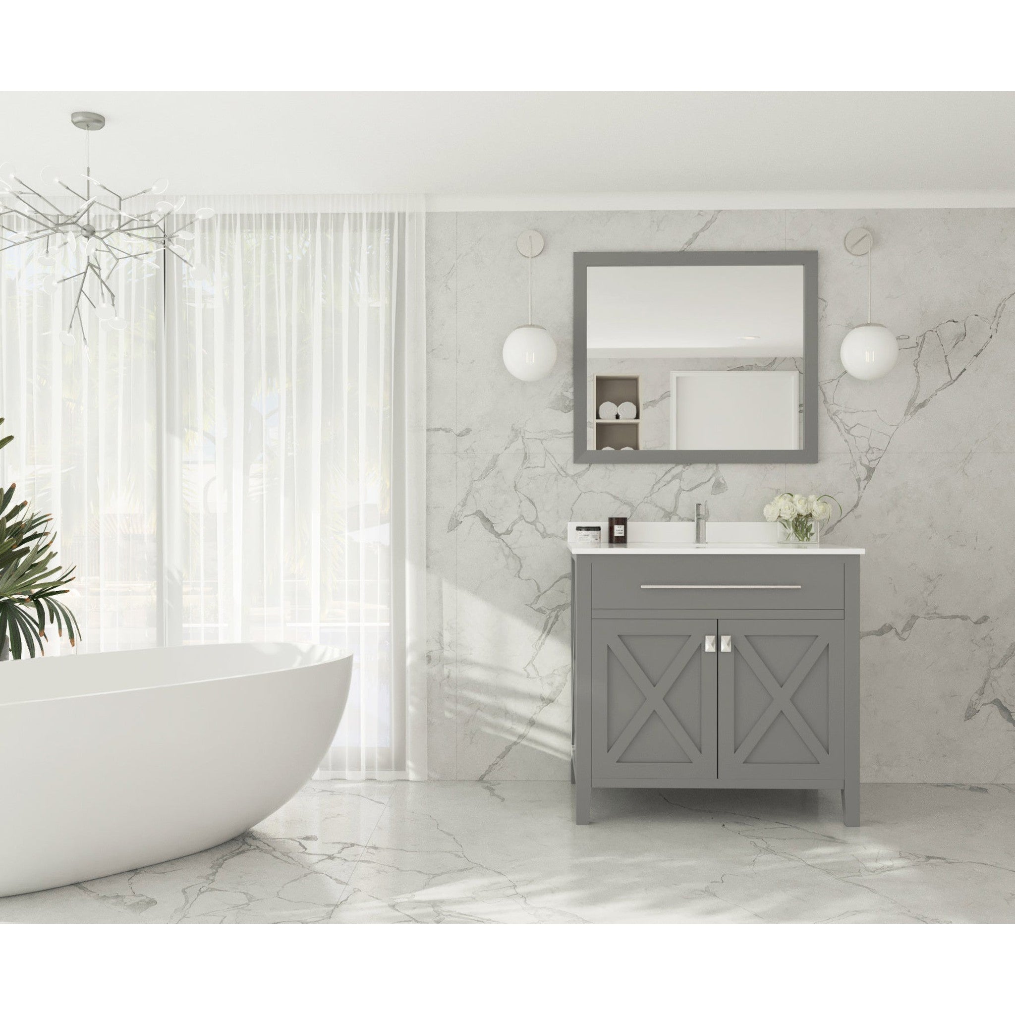 Wimbledon 36" Grey Bathroom Vanity with White Quartz Countertop