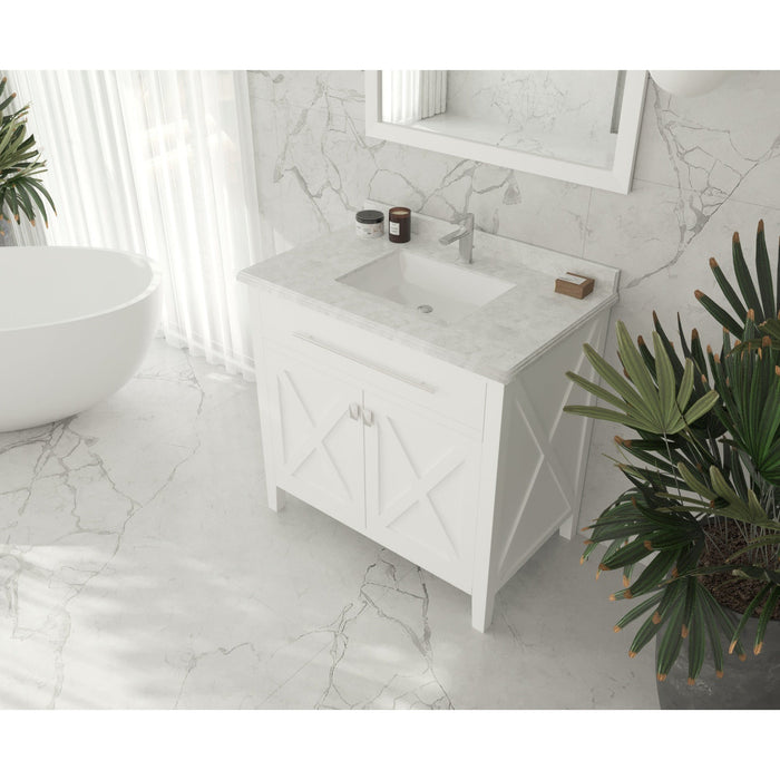 Wimbledon 36" White Bathroom Vanity with White Carrara Marble Countertop