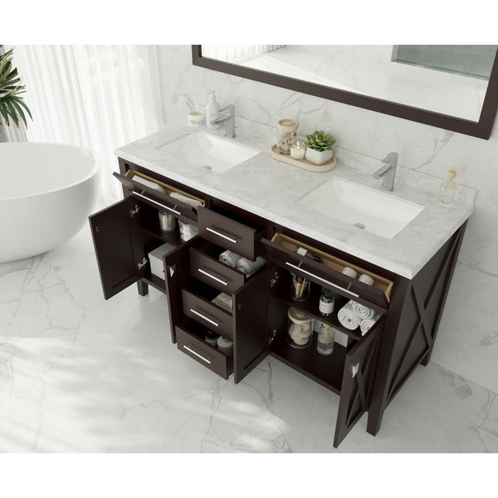 Wimbledon 60" Brown Double Sink Bathroom Vanity Cabinet