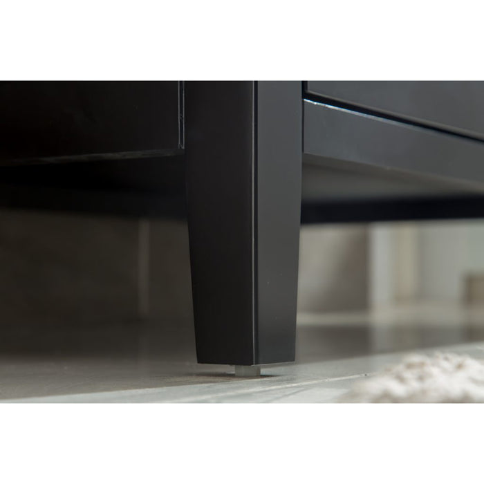 Wimbledon 60" Espresso Double Sink Bathroom Vanity with Matte Black VIVA Stone Solid Surface Countertop
