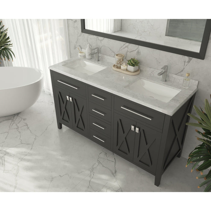 Wimbledon 60" Espresso Double Sink Bathroom Vanity Cabinet