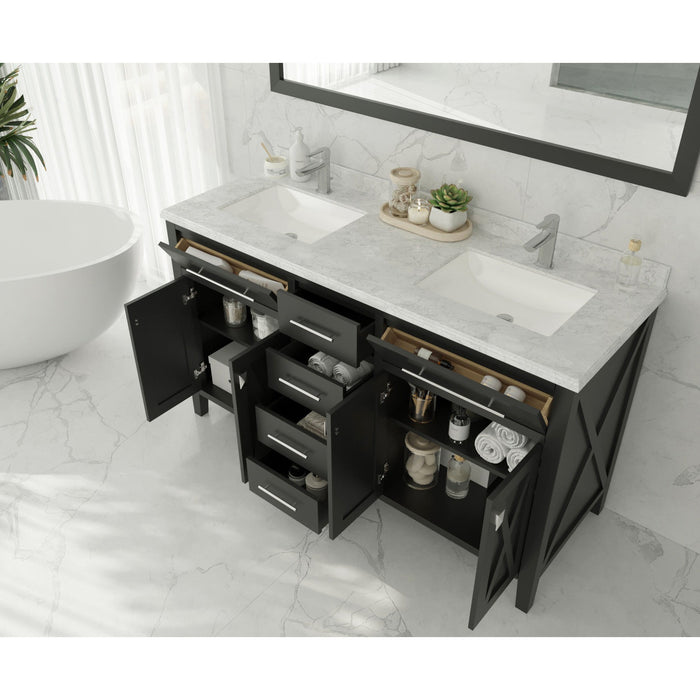 Wimbledon 60" Espresso Double Sink Bathroom Vanity Cabinet