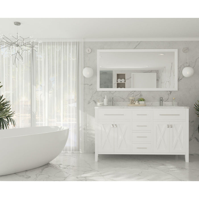 Wimbledon 60" White Double Sink Bathroom Vanity with White Carrara Marble Countertop