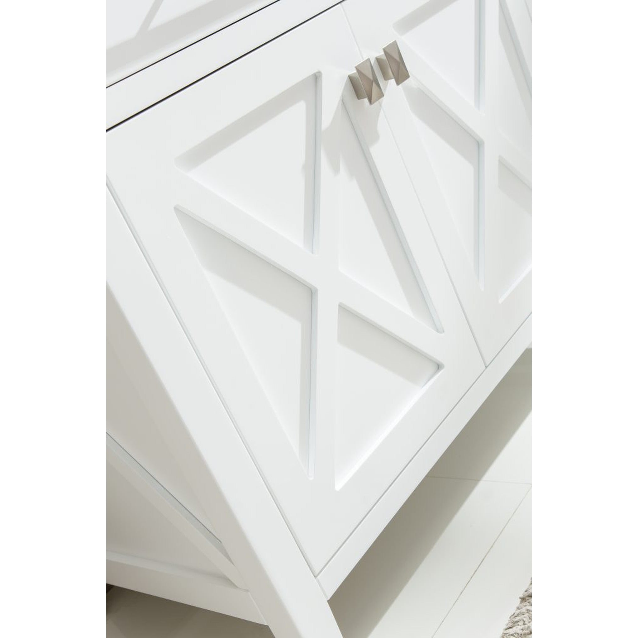 Wimbledon 60" White Double Sink Bathroom Vanity with White Stripes Marble Countertop