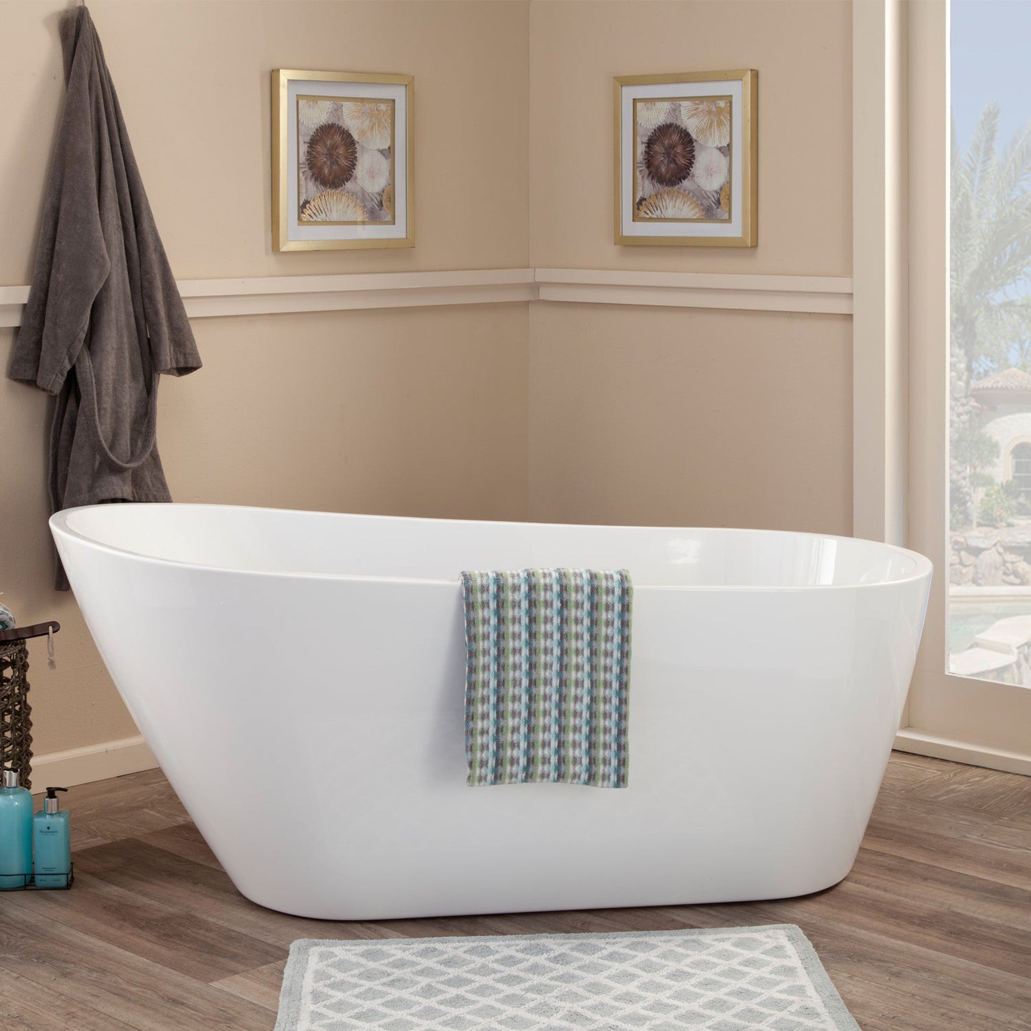 Shaia 67" x 32" Freestanding Soaking Acrylic Bathtub