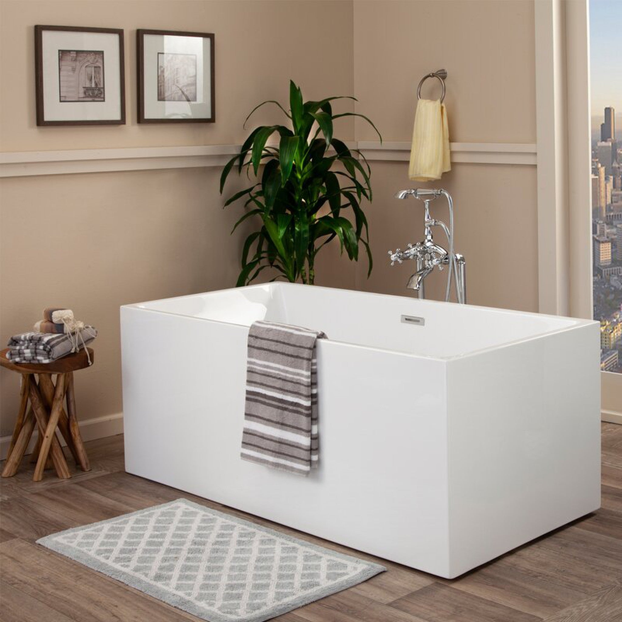 Persephone 59" x 30" Freestanding Soaking Acrylic Bathtub