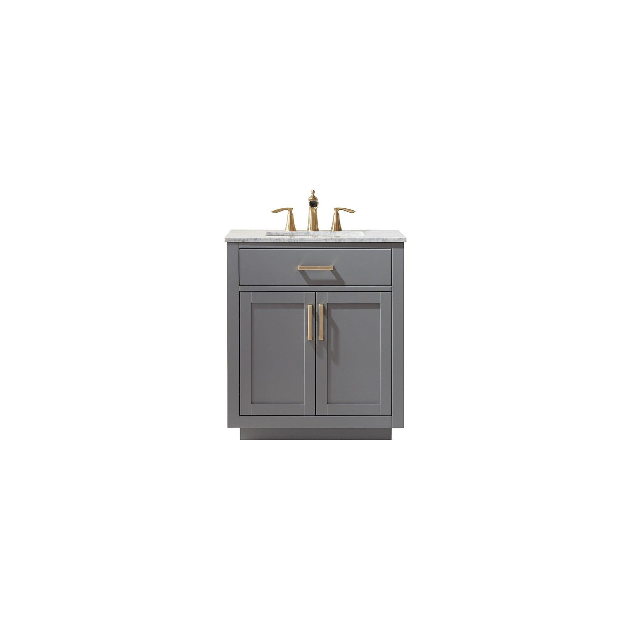 Ivy 30" Single Bathroom Vanity Set in Gray and Carrara White Marble Countertop without Mirror