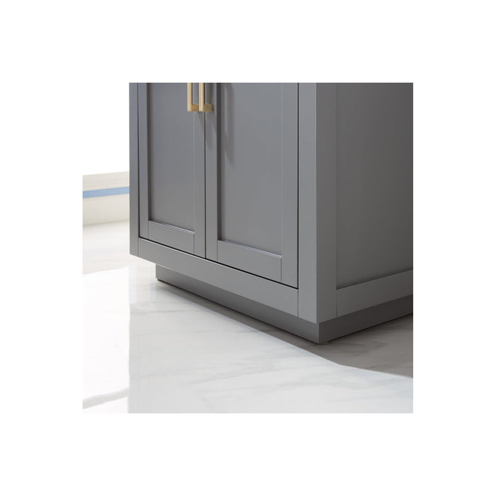 Ivy 30" Single Bathroom Vanity Set in Gray and Carrara White Marble Countertop without Mirror