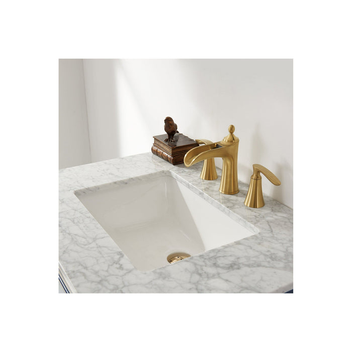Ivy 30" Single Bathroom Vanity Set in Royal Blue and Carrara White Marble Countertop without Mirror