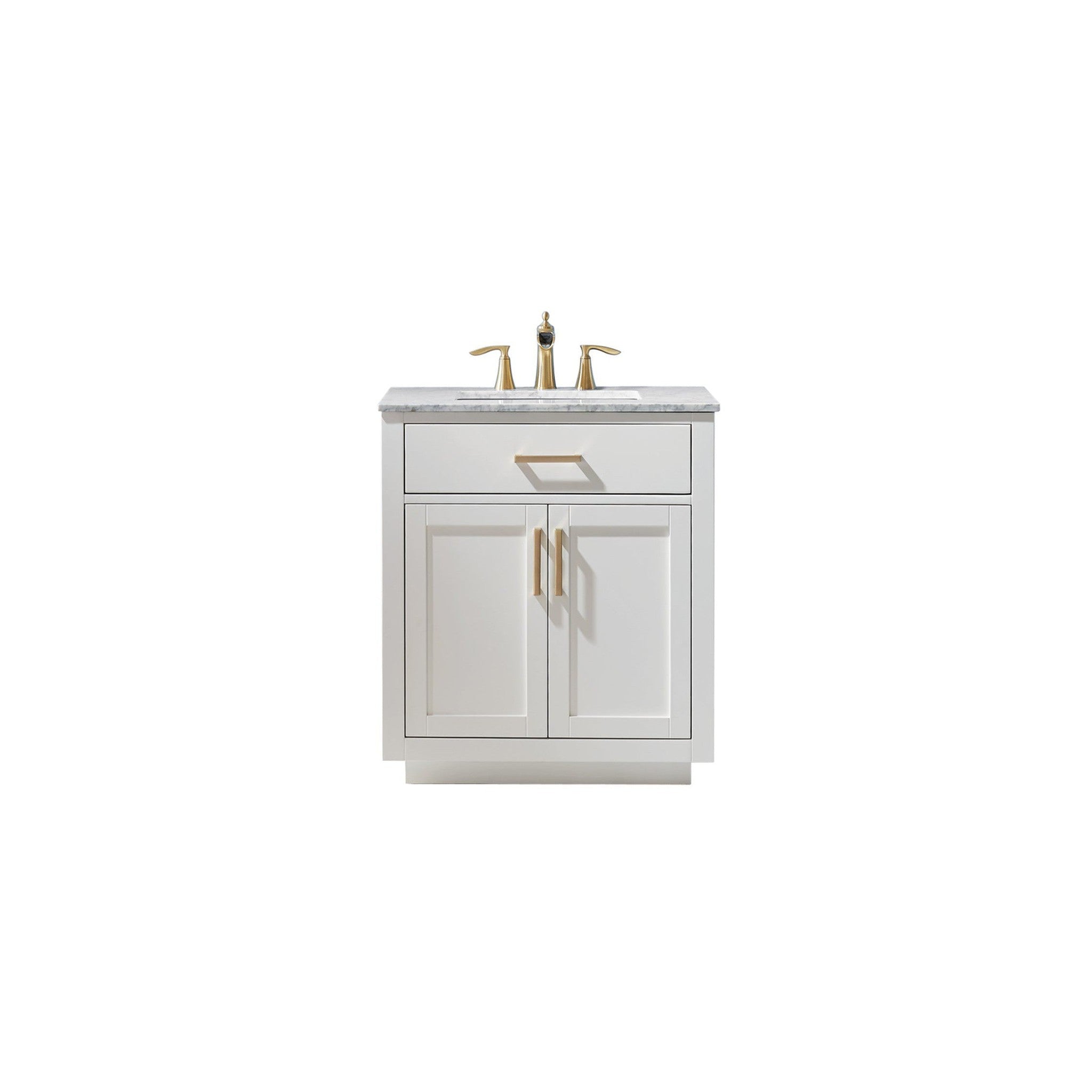 Ivy 30" Single Bathroom Vanity Set in White and Carrara White Marble Countertop without Mirror