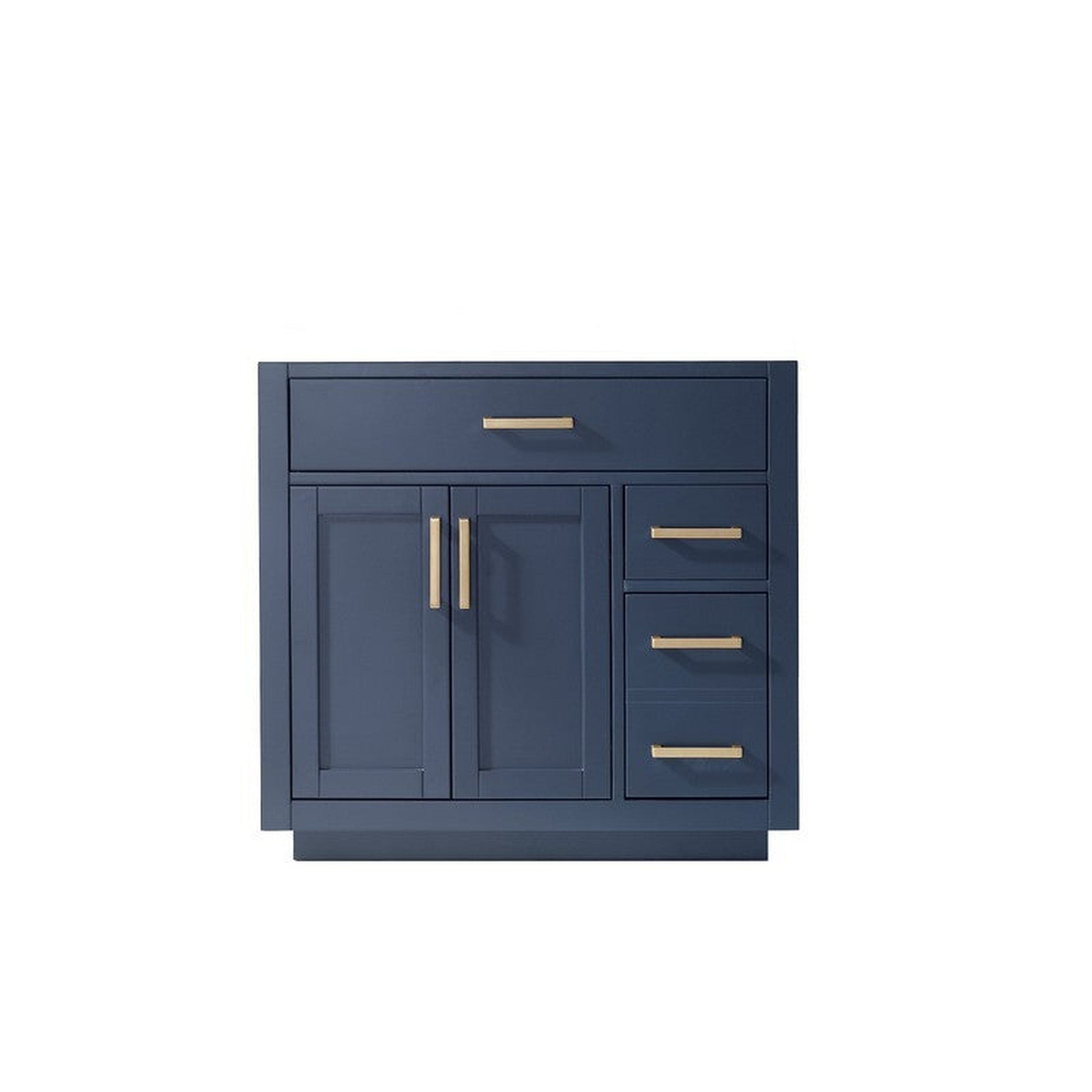 Ivy 36 Inch Single Bathroom Vanity Cabinet Only and Mirror without Countertop, Royal Blue