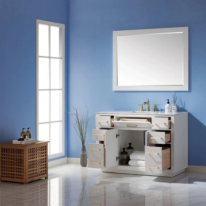 Ivy 48" Single Bathroom Vanity Cabinet Only in White and Mirror,  without Countertop