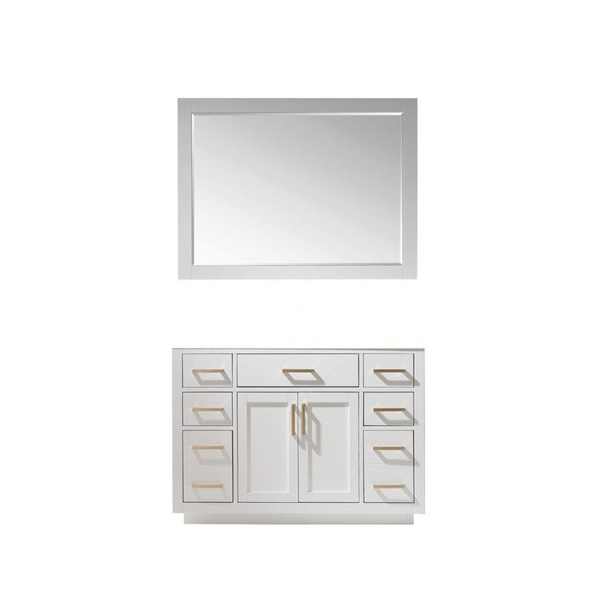 Ivy 48" Single Bathroom Vanity Cabinet Only in White and Mirror,  without Countertop