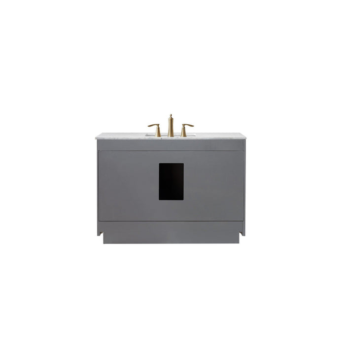 Ivy 48" Single Bathroom Vanity Set in Gray and Carrara White Marble Countertop without Mirror