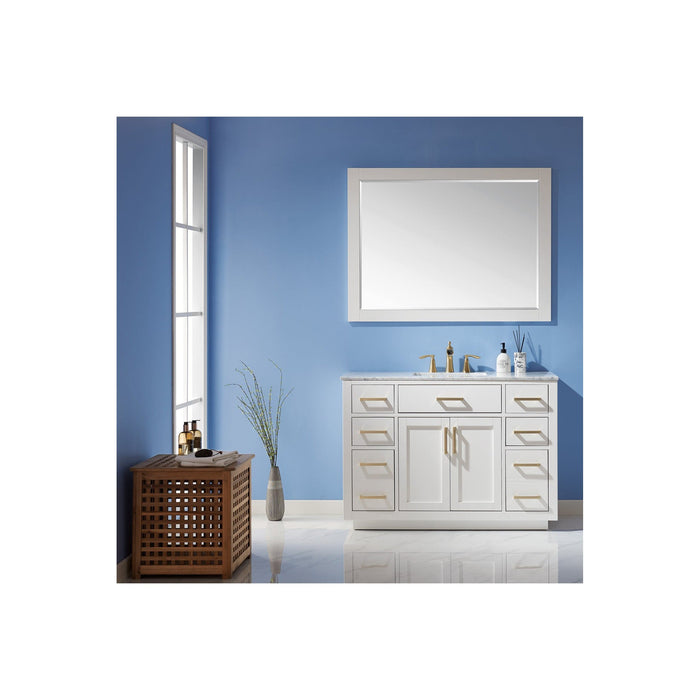 Ivy 48" Single Bathroom Vanity Set in White and Carrara White Marble Countertop with Mirror