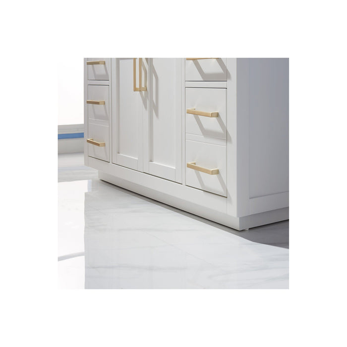 Ivy 48" Single Bathroom Vanity Set in White and Carrara White Marble Countertop with Mirror