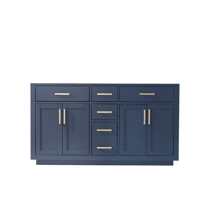 Ivy 60" Double Bathroom Vanity Cabinet Only in Royal Blue without Countertop and Mirror