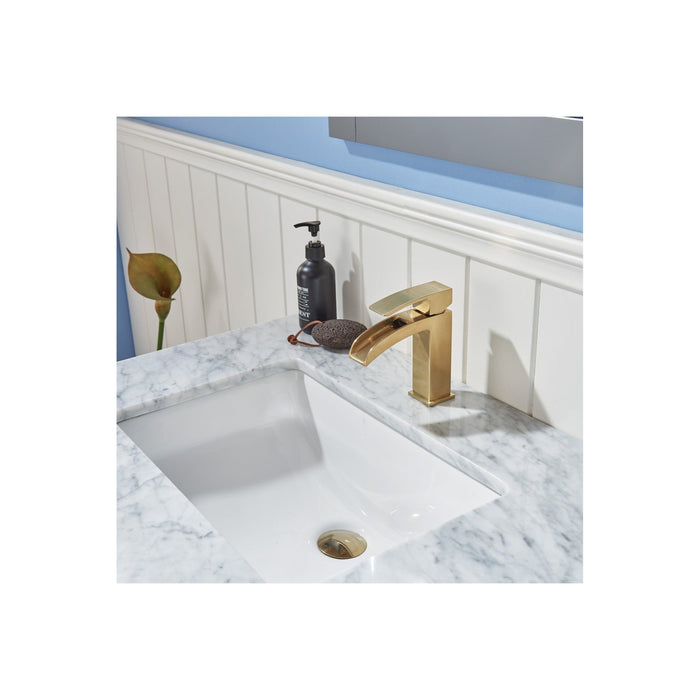 Remi 30" Single Bathroom Vanity Set in Gray and Carrara White Marble Countertop without Mirror