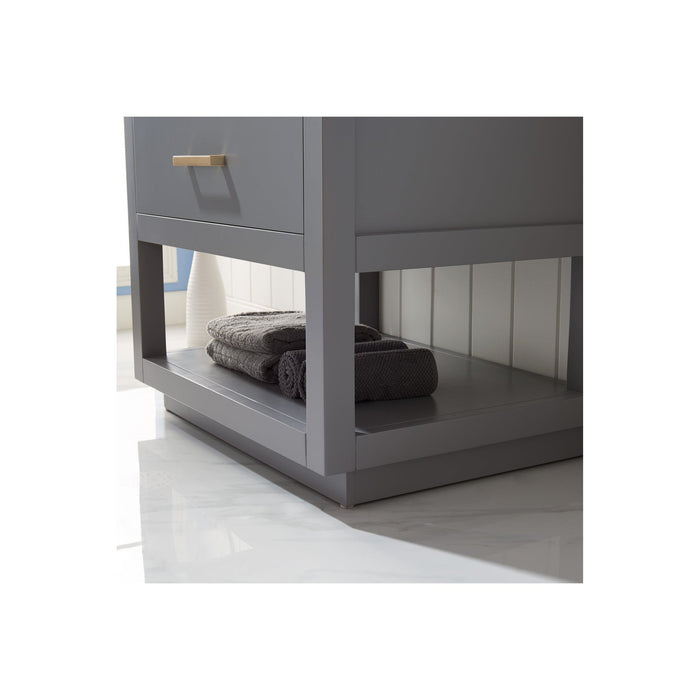 Remi 30" Single Bathroom Vanity Set in Gray and Carrara White Marble Countertop without Mirror